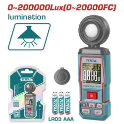 TOTAL Digital Luxmeter TETLU031: 200,000 Lux Range, High Accuracy