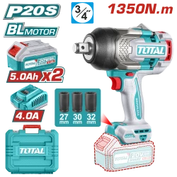 TOTAL Cordless Impact Wrench Brushless 1350N.m 3/4" (TIWLI20135)