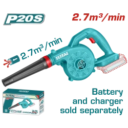 منفاخ لاسلكي TOTAL 20V - 18000 دورة في الدقيقة، حجم هواء 2.7 متر مكعب/دقيقة - خفيف الوزن وقابل للحمل