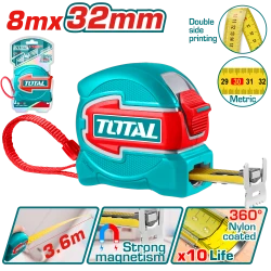 TOTAL Steel Measuring Tape 8m x 32mm Magnetic Hook (TMT80832M)