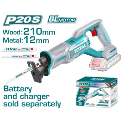 TOTAL 20V Cordless Reciprocating Saw Wood Metal Cutting 210mm 12mm