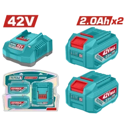 TOTAL 42V Lithium Ion Battery and Charger Kit 2.0Ah, 2 Batteries and Charger