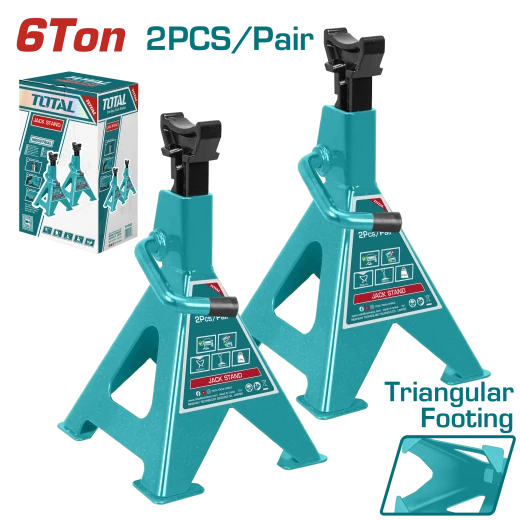 TOTAL Jack Stand Pair 6-Ton Capacity, Adjustable Height 388–580mm (THJS0601)