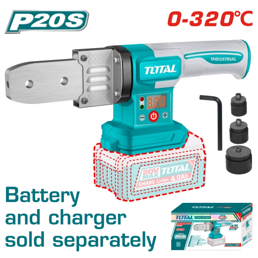 TOTAL 20V Cordless Plastic Tube Welding Tool 320℃ Adjustable Temperature for Plumbing TOTAL 20V Cordless Plastic Tube Welding Tool 320℃ Adjustable Temperature for Plumbing