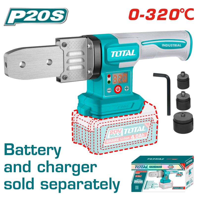 TOTAL 20V Cordless Plastic Tube Welding Tool 320℃ Adjustable Temperature for Plumbing - Total