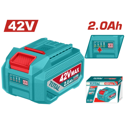TOTAL 42V Lithium Ion Battery Pack 2.0Ah LED Power Indicator for P42M Tools TOTAL 42V Lithium Ion Battery Pack 2.0Ah LED Power Indicator for P42M Tools