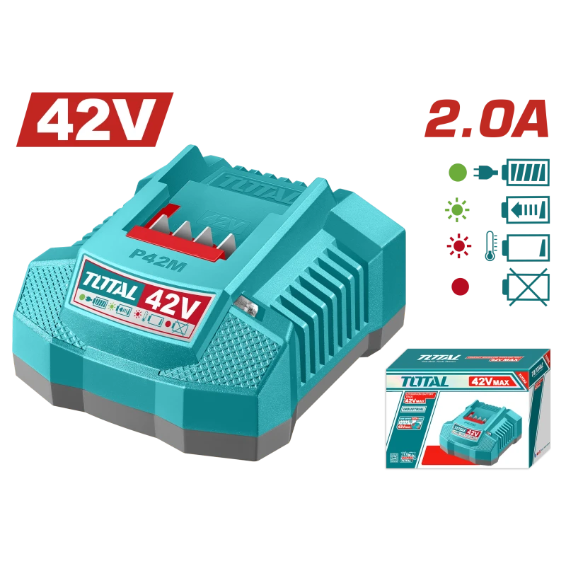 TOTAL P42M Lithium Ion Battery Charger 42V 2.0A Fast Charging for Power Tools - Total