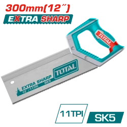 TOTAL 12-Inch Back Saw, SK5 Steel Blade with 11 TPI, Ergonomic Handle & Teeth Guard, Precision Hand Saw for Woodworking, Carpentry & Fine Cuts