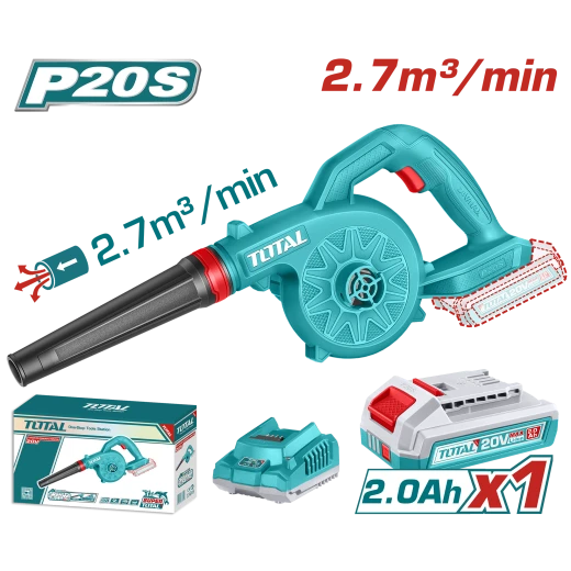 TOTAL 20V Cordless Blower with 2.0Ah Battery & Charger - 18000rpm, 2.7 m³/min Air Volume TOTAL 20V Cordless Blower with 2.0Ah Battery & Charger - 18000rpm, 2.7 m³/min Air Volume