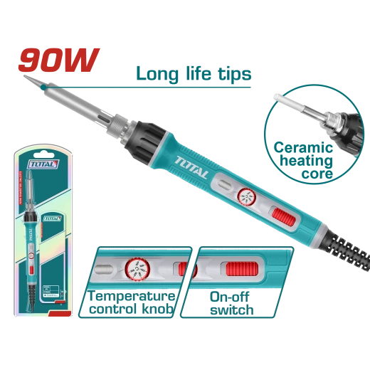 TOTAL 90W Electric Soldering Iron Adjustable Temperature Stand Electronics Repair TOTAL 90W Electric Soldering Iron Adjustable Temperature Stand Electronics Repair