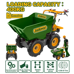 Jadever Gasoline Mini Wheelbarrow 6.5HP 400kg Capacity Manual Dump Heavy Duty