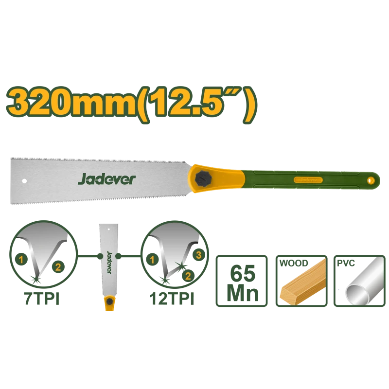 Jadever 12.5" Double Edge Pull Saw (JDHWD112) - Japanese-Style for Fine Woodworking Cuts - Jadever
