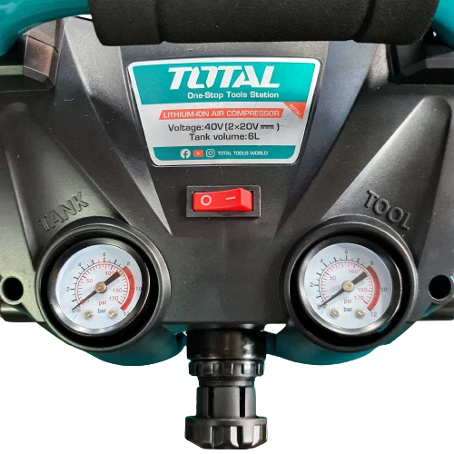 Total 60L Cordless Air Compressor, 40V (2×20V) Lithium-Ion Powered, Portable & Powerful for Tire Inflation, Air Tools & Cleaning Tasks - Total - Image 4