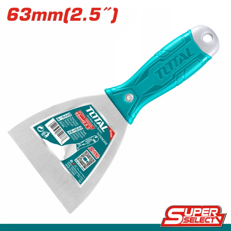 TOTAL Putty Trowel 63mm (2.5 inch), Durable Carbon Steel Blade with Ergonomic Handle for Smooth Application - Total