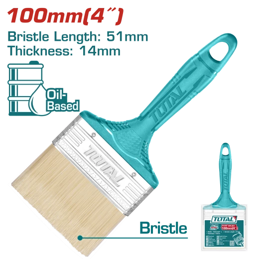 TOTAL Paint Brush 100mm | 4" – For Oil-Based Paint, Plastic Handle (THT845046) TOTAL Paint Brush 100mm | 4" – For Oil-Based Paint, Plastic Handle (THT845046)