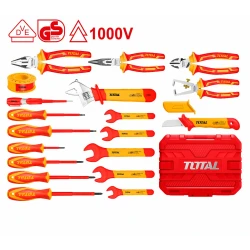 Total 19-Piece 1000V Insulated Hand Tool Set, Electrician Tools with Safety Certified Insulation & Carry Case