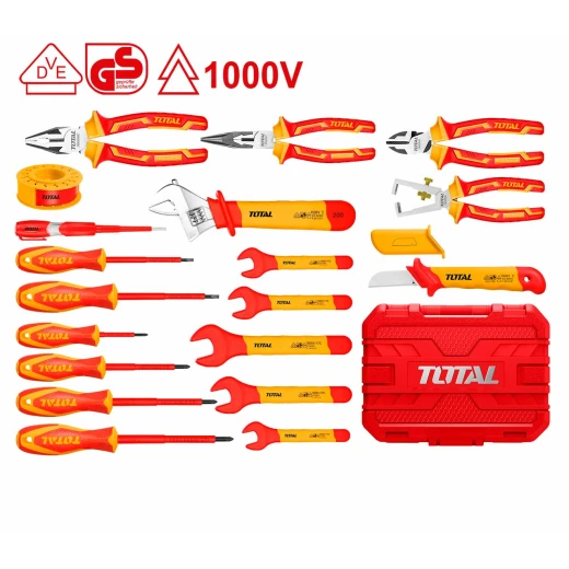 Total 19-Piece 1000V Insulated Hand Tool Set, Electrician Tools with Safety Certified Insulation & Carry Case