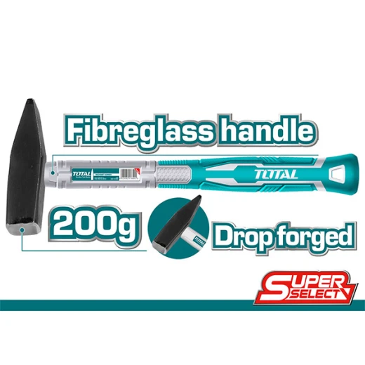Total Tools 200g Ball Peen Machinist Hammer,Steel Head with Flat & Peen Face, Shock-Absorbing Handle for Metalworking, Riveting & Precision Striking Total Tools 200g Ball Peen Machinist Hammer,Steel Head with Flat & Peen Face, Shock-Absorbing Handle for Metalworking, Riveting & Precision Striking