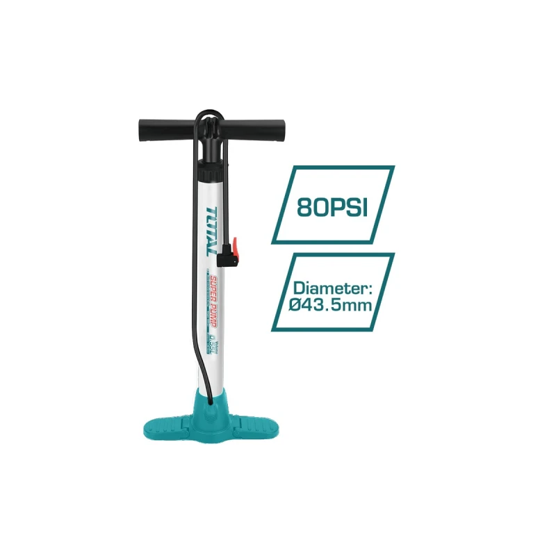 مضخة يدوية توتال 80 PSI – مضخة محمولة وخفيفة الوزن لتضخيم الاطارات والكرات الرياضية - توتال