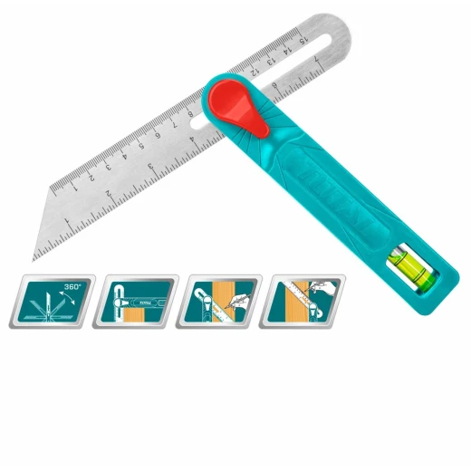 TOTAL Angle Square Sliding T-Bevel Gauge 150mm / 7" (TAHS181511), Stainless Steel Blade, Accurate Inside & Outside Angle Measurement, Lightweight & Portable TOTAL Angle Square Sliding T-Bevel Gauge 150mm / 7" (TAHS181511), Stainless Steel Blade, Accurate Inside & Outside Angle Measurement, Lightweight & Portable