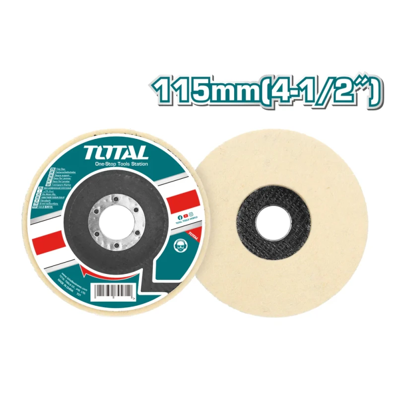 TOTAL Polishing Wool Disc, 4.5-inch, Ideal for Final Polishing of Metal and Wood Surfaces (TAC671151) - Total