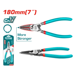 TOTAL 7" Internal Circlip Pliers - Straight Head Cr-V Steel for Precise Circlip Removal