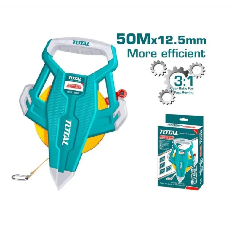 TMTF13506 Fiberglass Measuring Tape 50M for Construction & DIY Projects - Total