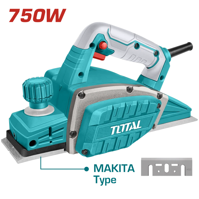 TOTAL 750W Electric Planer 82mm Width 2mm Depth Aluminum Base - Total