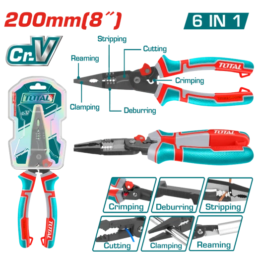 TOTAL 6-in-1 Multi-function Long Nose Pliers, Versatile Electrical & Mechanical Tool (Model THTMF286) TOTAL 6-in-1 Multi-function Long Nose Pliers, Versatile Electrical & Mechanical Tool (Model THTMF286)