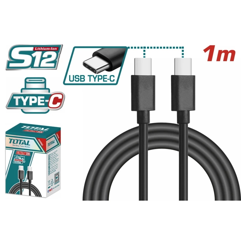 كابل توتال USB من نوع Type-C إلى Type-C – كابل عالي السرعة لنقل البيانات والشحن السريع - توتال