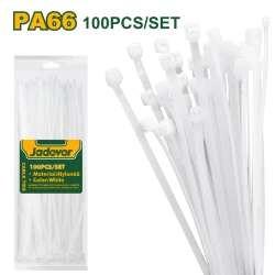 JADEVER Cable Tie 400mm x 7.2mm, Heavy-Duty White Nylon Zip Ties (JDTE340072), Self-Locking, UV-Resistant, for Electrical, Industrial & Home Use,100-Pack