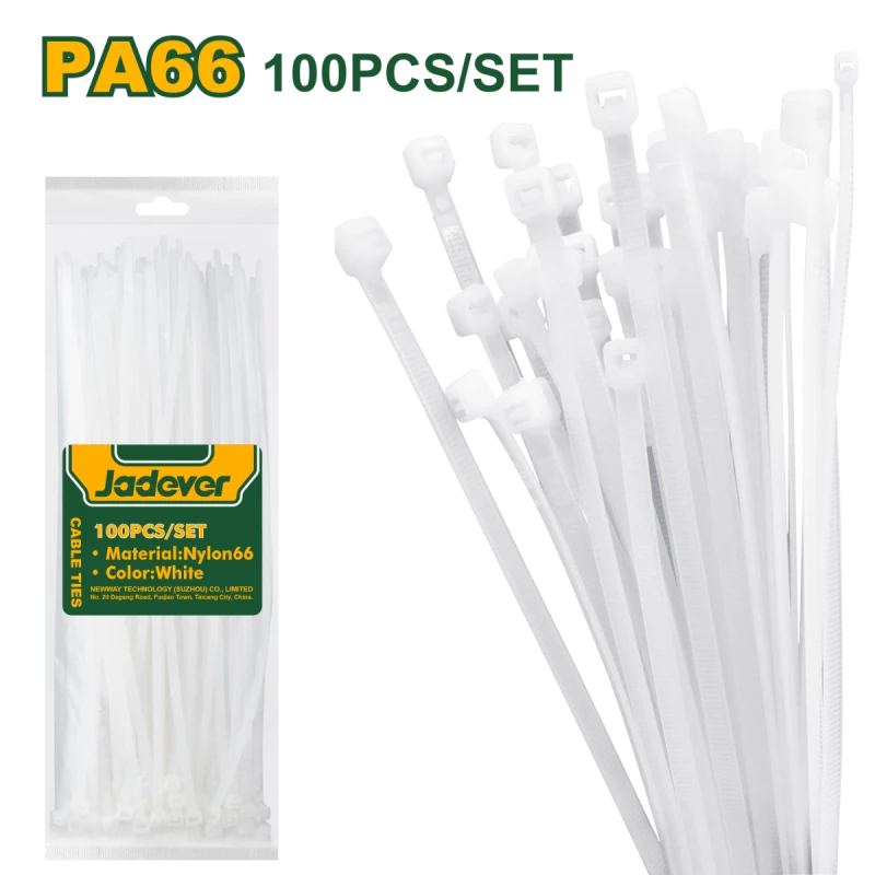 JADEVER Cable Tie 400mm x 7.2mm, Heavy-Duty White Nylon Zip Ties (JDTE340072), Self-Locking, UV-Resistant, for Electrical, Industrial & Home Use,100-Pack - Jadever