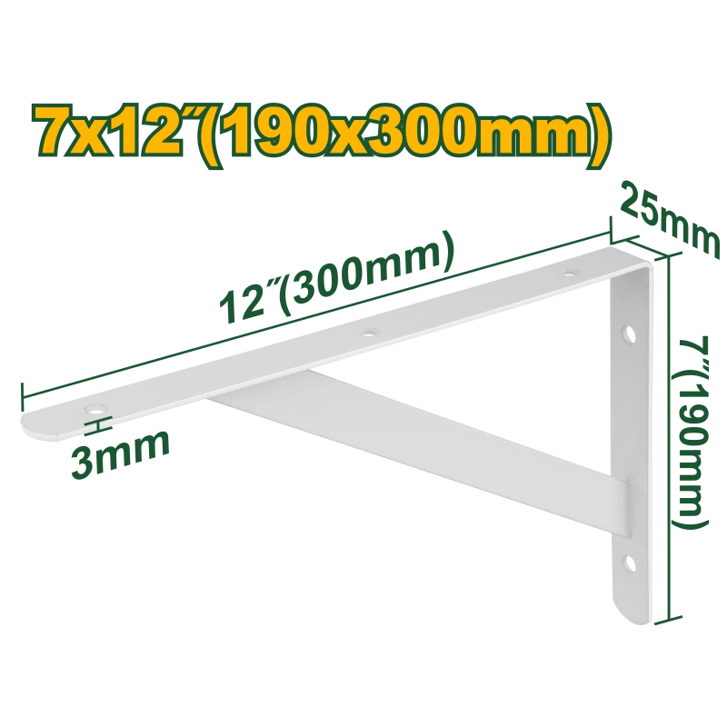 JADEVER Heavy Duty Shelf Bracket 30x19cm (JDZJ3330), Supports Up to 100kg per Pair, 6 Mounting Holes for Secure Fit, White Finish, Screws Not Included - Jadever