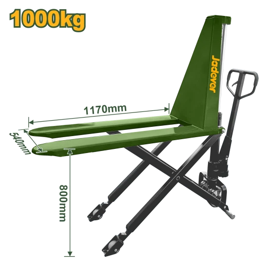 JADEVER Scissor Lift Pallet Truck 1000kg Capacity Adjustable Height PU Wheels JADEVER Scissor Lift Pallet Truck 1000kg Capacity Adjustable Height PU Wheels