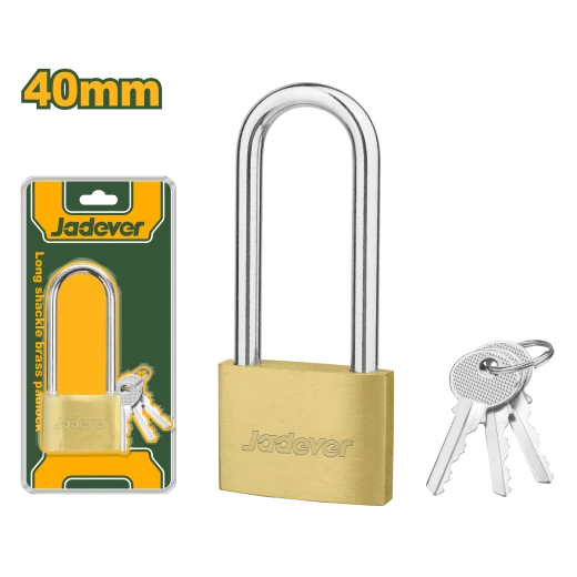 JADEVER Long Shackle Brass Padlock 40mm Solid Brass Body with 3 Iron Keys (JDPD2440) JADEVER Long Shackle Brass Padlock 40mm Solid Brass Body with 3 Iron Keys (JDPD2440)