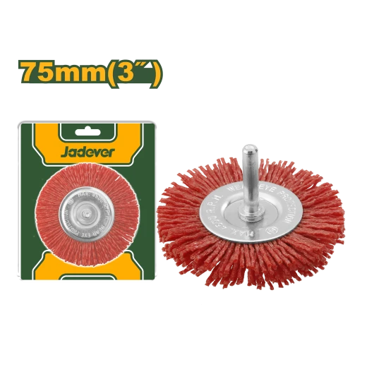 JADEVER Nylon Brush 75mm (3"), 1/4" Shank Durable Nylon Bristle Brush for Surface Preparation, Paint Stripping, and Cleaning, High-Speed Rotary Tool Accessory JADEVER Nylon Brush 75mm (3"), 1/4" Shank Durable Nylon Bristle Brush for Surface Preparation, Paint Stripping, and Cleaning, High-Speed Rotary Tool Accessory