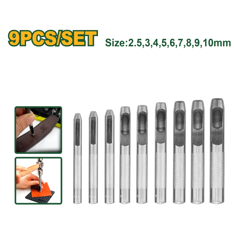 مجموعة 9 قطع من أدوات الثقب المجوفة مجموعة ثقوب دقيقة بأحجام متعددة من 2.5 مم حتى 10 مم، فولاذ مقوى ومقاوم للصدأ من جادفر - جادفر