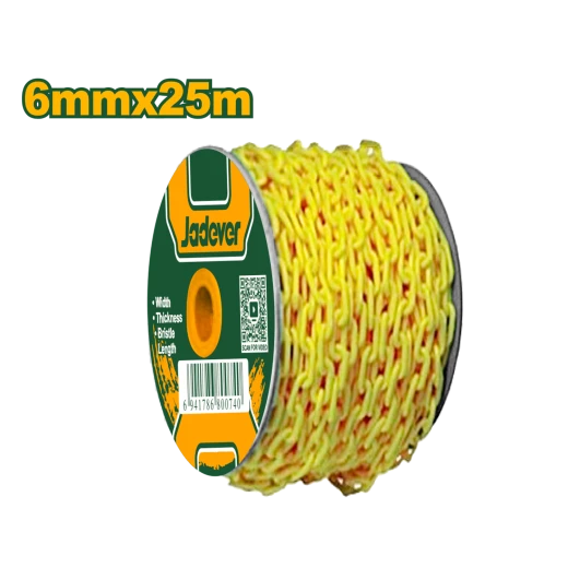 JADEVER 6mm x 25m Yellow Plastic Chain, Durable Polypropylene Safety Barrier Chain for Light-Duty Use JADEVER 6mm x 25m Yellow Plastic Chain, Durable Polypropylene Safety Barrier Chain for Light-Duty Use