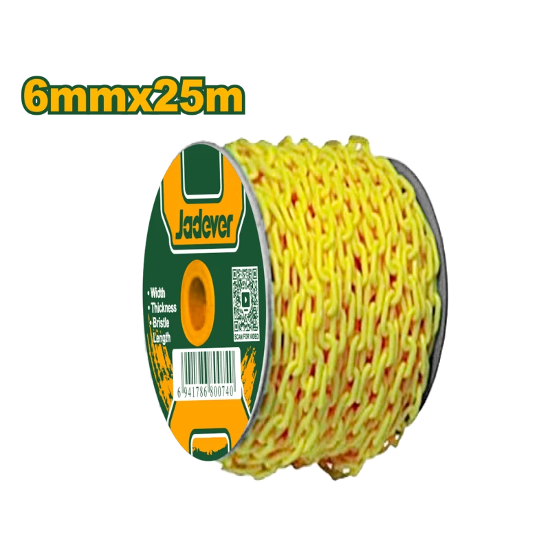 JADEVER 6mm x 25m Yellow Plastic Chain, Durable Polypropylene Safety Barrier Chain for Light-Duty Use - Jadever