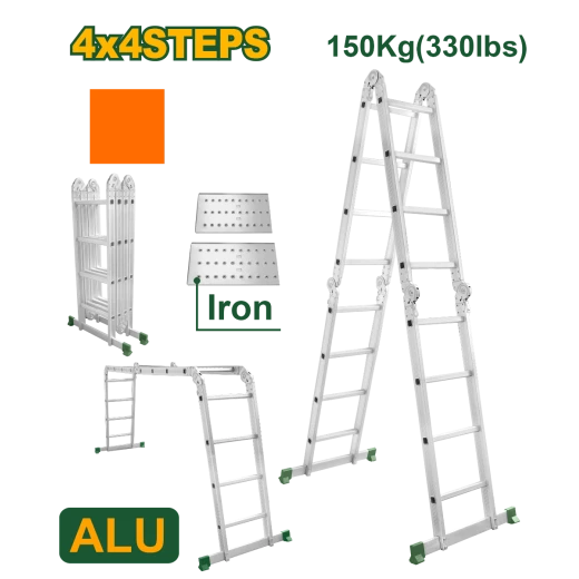سلم ألومنيوم متعدد الاستخدامات – 4×4 درجات، متين وعملي للاستخدام المهني والمنزلي (JDLD7H44) جادفر سلم ألومنيوم متعدد الاستخدامات – 4×4 درجات، متين وعملي للاستخدام المهني والمنزلي (JDLD7H44) جادفر