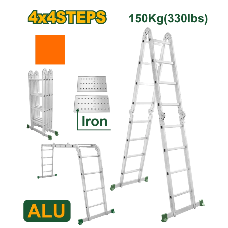 سلم ألومنيوم متعدد الاستخدامات – 4×4 درجات، متين وعملي للاستخدام المهني والمنزلي (JDLD7H44) جادفر - جادفر