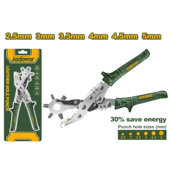 JADEVER Leather Hole Punch Tool 10" 6 Sizes (2.5–5mm), Energy Saving, Chrome-Plated Steel (JDLH1801)
