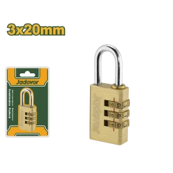 JADEVER 3-Digit brass combination padlock 3x20mm (JDPD3423)