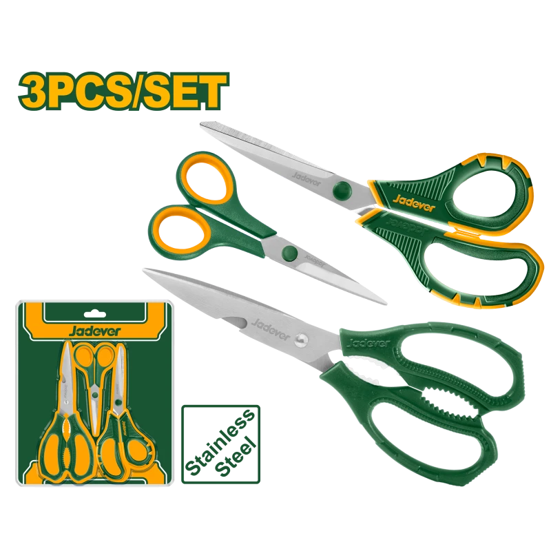 JADEVER 3PCs Scissors Set Multi-Purpose & Kitchen Use - 215mm, 210mm, 140mm (JDSX4603) - Jadever