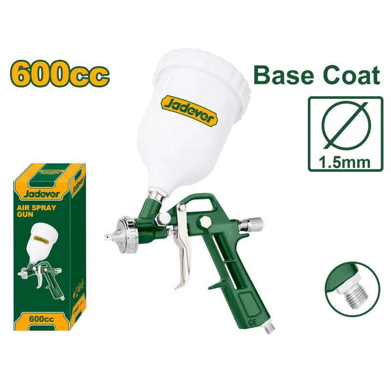 JADEVER Air Spray Gun 600cc 1.5mm Nozzle, For Base Coat, 3-4 Bar Pressure (JDGA1504) - Jadever