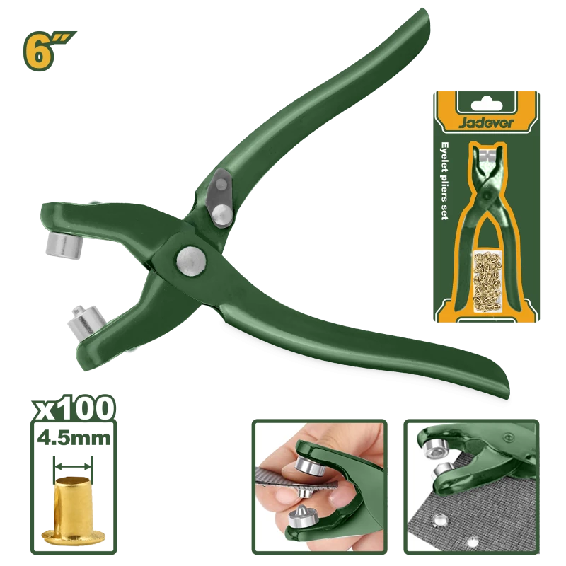 JADEVER Eyelet Pliers Set 150mm | 6" - 100pcs metal eyelets (JDLH3601) - Jadever
