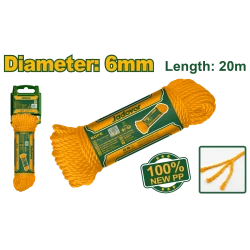 JADEVER 6mm x 20m Nylon Rope - Strong and Durable for Multiple Outdoor Uses and Everyday Tasks