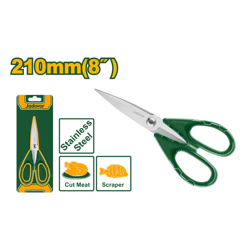 JADEVER Kitchen Scissors, 210mm (8"), Model JDSX1603, Stainless Steel Blades, Ergonomic Grip, Heavy-Duty Cooking Shears for Meat, Poultry & Vegetables - Jadever