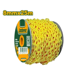 JADEVER 8mm x 25m Yellow Plastic Chain, Durable Polypropylene Safety Chain for Barrier and Demarcation Use