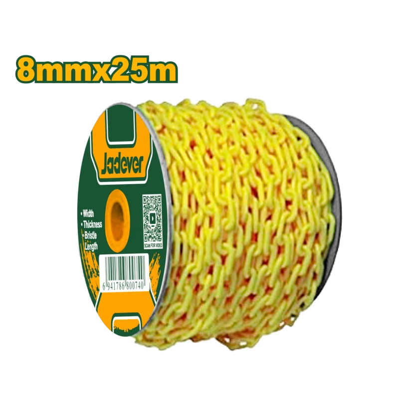 JADEVER 8mm x 25m Yellow Plastic Chain, Durable Polypropylene Safety Chain for Barrier and Demarcation Use - Jadever